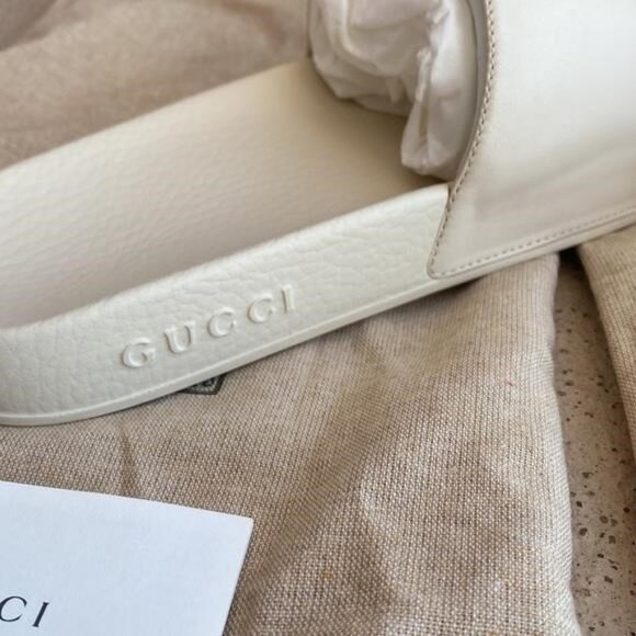 GUCCI 25 Authentic LEATHER SLIDES Men 7 can fit Women 8 Or 85 - Picture 12 of 13